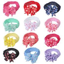 A295 New Children 's Chrysanthemum Swallowtail bow headband 귀여운 아기 프린트 나비 니트 헤어 밴드