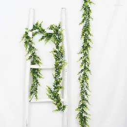 Decorative Flowers Artificial Vines Hanging Eucalyptus Leaves Greenery Garland For Wedding Backdrop Arch Wall Decor Outdoor Window Home