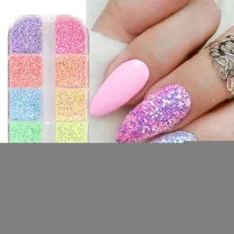 Nail Glitter 1Case Shining Sandy Sugar Chrome Powder Bright Laser Candy Nails Art Pigment Dust Manicure Decoration Supplies GYX