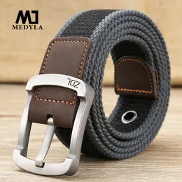 Ремни Medyla Canvas Belt Outdoor Tactical Belt Unisex Высококачественный холст для джинсов мужские роскошные повседневные ремни Ceintures Z0223