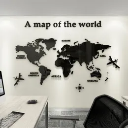 ウォールステッカー3Dアクリルヨーロッパタイプの世界地図クリスタルミラーオフィスソファテレビ背景装飾壁紙230227