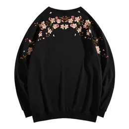 Felpe con cappuccio da donna Felpe Blossom ricamato Harajuku Streetwear Pullover da uomo Nero Bianco Allentato Casual per le donne CS720 230227