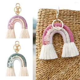 Keychains Tassel Keychain Women Boho Handmade Weaving Rainbow Clouds Creative Bag Charm Pendant Keyring