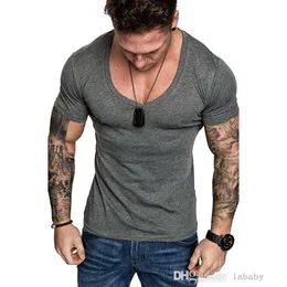 Homens camisetas 2023 verão mens camiseta cor sólida v pescoço pulôver casual esportes t-shirt de manga curta moletom 6 cores tee para homens