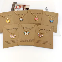 Богемный стиль INS Ювелирные украшения бабочка подвесные ожерелья для женского сплавного сплавного ожерелья цепочки с картой