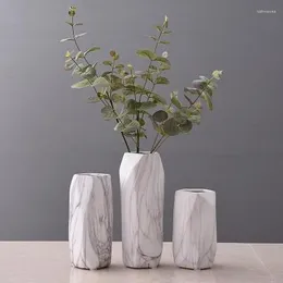 Vasi Stile nordico Vaso in ceramica di marmo semplice Decorazioni per la casa Inserto per interni Disposizione dei fiori Tavolo da pranzo Accessori geometrici