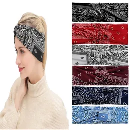 New Women Feminle Cross Hair Hair Band Yoga Sport Sweat Absorvebing Bohemian Caixa Cross Cross Head Band