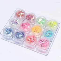 Nail Glitter 12 burkar Sparkly Mermaid Flakes Mixed Shape Sequins UV Gel Polish Color Changing AB for Art LS897