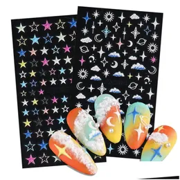 ملصقات شارات 5D ستريو راحة الأظافر Art Colorf Love Star Moon Nail Glue Glue Manicure Accessories Drop Droper