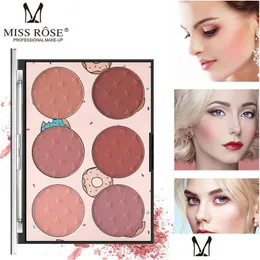 Blush Miss Rose Pink 6 kolorów paleta mineralna brązowy długotrwały skóry przyjazny rouge rumieniec matowy rozświetlacz proszek dostawa dhnqr