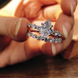 Anelli a grappolo 925 sterling in argento marchese simulazione di simulazione del diamante garread anello nuziale per donne