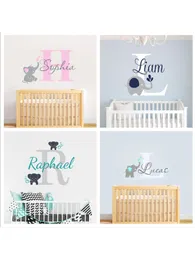 Wall Stickers Custom Personalized Name Decal Decals Baby Bedroom Elephant Vinyl Deorl Kid Boys Girls Room Nursery Decoration XY001 230227