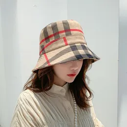 Szerokie czapki z czapki wiadra czapki wiadra kapelusze żeńskie bob doniczki dla kobiet płatek śniegu bawełniany wzór kratowy