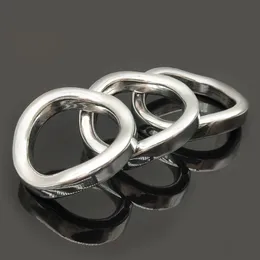 Cockrings FRRK Metal Penis Rings Curve Cock Harness Male Chastity Bondage Belt Delay Ejaculation Device Steel Adults Sex Toys for Men 230227