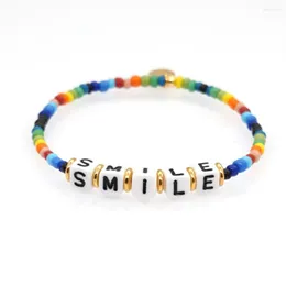 Strand Vlen 2023 Boho Summer Beach Jewelry Wholesale Friendshion Bracetes Colorful Seeds Smile LetterPulseras Mujer Femme