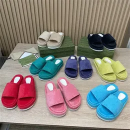 2023 Beach slippers fashion Thick bottom designer Women Shoes lady Platform Leather Heels letter Slides sexy High heel Sandals Size 35-42