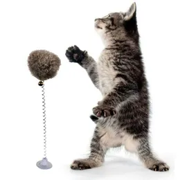 Cat Toys 3pcs Sucker Spring Bell Swing Ball Plastica Divertente Peluche Elastico Giocattolo Pet Self Interactive