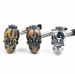 skull Ghost shape metal smoking pipe LED Luminous scalable flexional Tobacco Cigarette rasta reggae Hand pipes 3 colors oil Rigs Tool