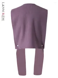 Malhas femininas lanmrem shawl tricô suéter street usa goldigan de mangas sólidas fêmeas femininas lotas casuais roupas 2023 primavera 2398