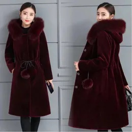 Women's Fur & Faux Plus Size Loose CoatWomen Autumn Winter Mink Jackets Long Hooded Overcoat Woman Imitation Velvet Coat