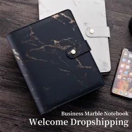 Notepads غلاف A5 Black Ring Binder Stone Journals Organner Organizer Replaceble Marble Notebooks for Gifts 230225