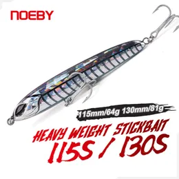 Betar lockar noeby sjunkande tung stickbait lock 115mm 64g 130mm 81g blyertskonstnär havsfiske lockar hårda betar för havsfiske lockar 230227