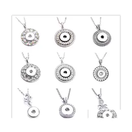 자동차 DVR 펜던트 목걸이 Fahion Sier Snap Button Charms Jewelry Round Shape Fit 18mm Snaps Buttons Women Noosa Drop DHHKG