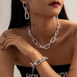 Choker Chokers 3st/set gotisk punk hiphop överdriven CCB chunky kubansk halsband örhänge enkla korta halsband glamour flicka smycken