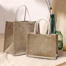 Storage Bags Linen Bag Jute Shopping For Woman Handbag Beach Shopper Women Tote Travel Organizer