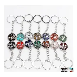 CAR DVR Keychains Lanyards Natural Stone Crystal Key Rings Handväska Holder Tree of Life Hexagonal Column PenDum AMET REAL AGATES Tiger Eye Dheom