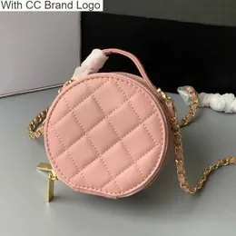 CC Brand Cross Body Damen Rosa Mini Runde Taschen mit Griff Spiegel gefüttert Vanity Kaviar Rindsleder klassische Diamant gesteppte Hardware Kette Umhängetaschen Designer