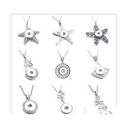 Auto DVR Anhänger Halsketten Mix Silber Snap Button Charms Schmuck Strass Runde Sternform Fit 18Mm Snaps Buttons Halskette für Frauen Noosa D3 Dhgzm