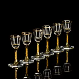 Tumblers 5 65ml Creative Gold Foil S Vidro de vidro chumbo de cristal grátis Vodka Spirits Wine Set Gift Luxury Golden Small Es 230228