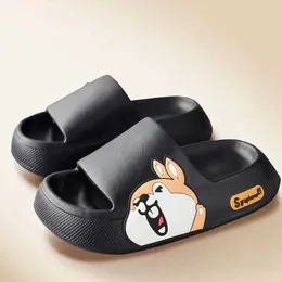 Slippers 2022 Summer New Cute Tiger Sticker Thick Sole Women Slippers Bathroom Beach Indoor Sandals Couple Slides Soft Women Shoes Z0215