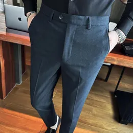Mäns byxor högkvalitativa Pantalones Hombre Spring Business Formal Wear Standed Suit For Men Clothing 2023 Slim Fit Casual Trousers