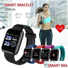 Gadgets de saúde 116PLUS Bluetooth Freqüência cardíaca Monitor de pressão arterial Rastreador de fitness Sports Pedômetros vestíveis Pedômetros SMA DHHFT