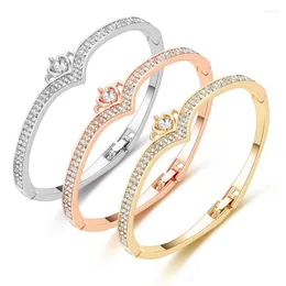Bangle Crystal Rhinestons Bargles for Women Luxury Alloy Open Charm Bracelets Wedding Gift Jewelry Pulseras Mujer
