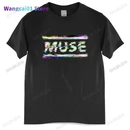 Herr t-shirts sommar t-shirt män varumärke teeshirt muse statisk svart t-shirt nytt band merch topps mens t-shirt ro size topps 0301H23