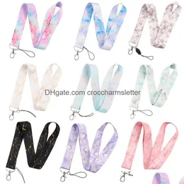 Cell Phone Straps Charms Shoe Parts Accessories Lb1358 Marble Printing Neck Strap Keychain Lanyard For Keys Women Id Badge Holder Otpkd