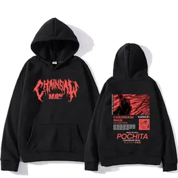 Men's Hoodies Sweatshirts Chainsaw Man Pochita Letter Print Manga Cartoon Graphic Streetwear Long Sleeve Gothic Mens Pullovers 230228