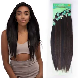 8 Bundles/Pack Long Straight Hair Bundles 22/24/26 Inch Ombre Brown Synthetic Hair Weave Ponytail Hair Weft Extensions For Women