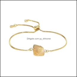 Kette Gold Link Ctrine Armband Armbänder Diffuse Energie Heilung Chakra Kristall Yoga Manschette Armreif Rau Original Stein Paar Drop De Dhdwu