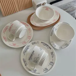 Fincan tabakları sevimli hayat İskandinav yeniden kullanılabilir seramik bardak plaka kahvaltı sütü kahve seti mutfak dekoratif içme latte dostum tabağı tabağı