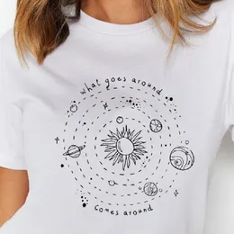 Koszulki damskie żeńskie estetyczne estetyczne bohemian tshirt hipster top damski w stylu systemu słonecznego
