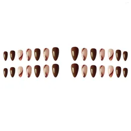 False Nails riutilizzabile marrone nail art un design unico artificiale press-on per principianti di avviamento