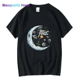 T-shirts voor heren Xinyi Heren T-shirt 100% katoen Casual grappige astronaut Design Print losse o-neck t-shirt voor heren korte seve t-shirt ma tops 0228H23