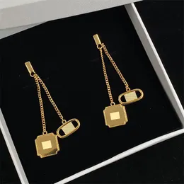 Box Ear Stud Square Oval Double Dangle Charm for Women Part Hollow Ingenious Earring Lady Small Face Nice Jewelry