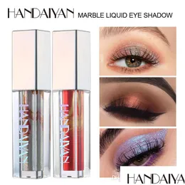 ظلال العيون Handaiyan Hololographic Liser Liquid Eyeshadow 10 ألوان بريق لامع مضاد للماء دائمة الصباغ الماكياج الساتان الدكتور DHR4O