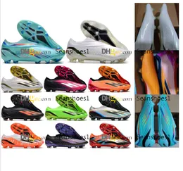 Gift Bag Soccer Football Boots X Speedportal FG Laceless Cleats Outdoor Soft Leather Comfortable Electroplate Black Red Purple Green Blue Football Shoes US 6.5-11