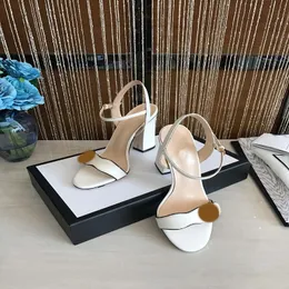 Designer High Heeled Sandals Girl Luxury Party Dance Shoes Heel 7-10cm Lady Fashion Metal Belt Buckle Size 35-42